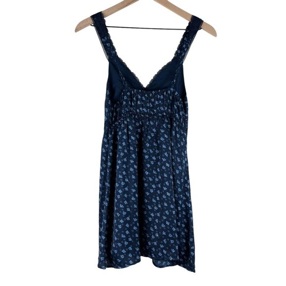 American Eagle Navy Floral Printed Lace Trim Slip Mini Dress. - Picture 5 of 7